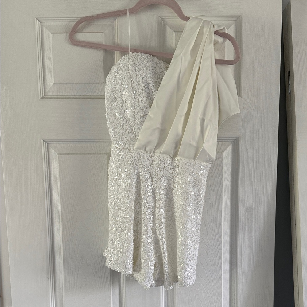 Elegant White Sequin Jumpsuit